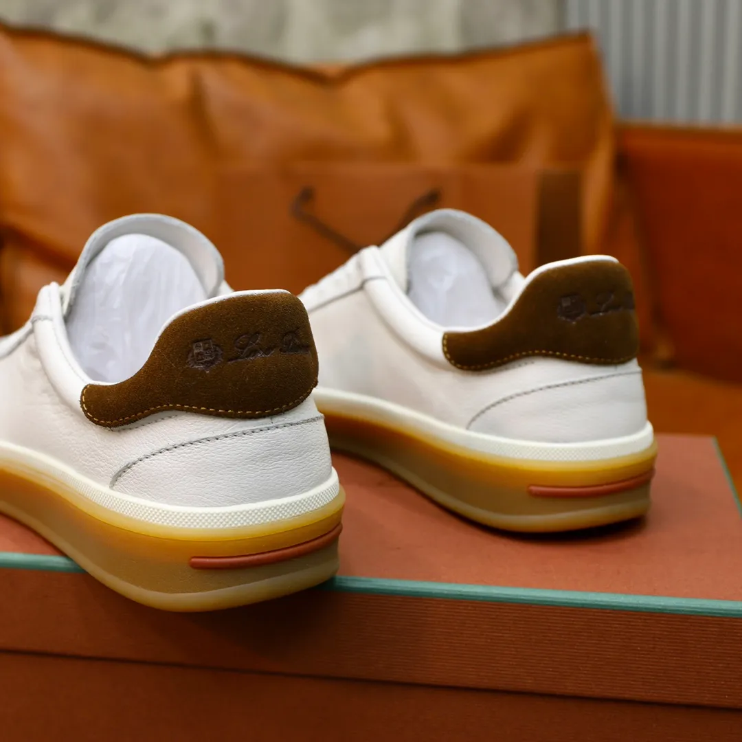Men's Men's Shoes💰540💰••New Products•• LoroPian*_Noyo-Pianya New men's casual moral training sneakers, LP lace-up casual shoes!  Made of original imported soft cowhide and suede fabric, it highlights the sporty style. The heel is decorated with logo embossing and the original molding. The raw rubber translucent sole combined with the color welt adds a sense of modernity to the shoe. The shoe is overall refreshing and easy to match with style. It has a full cowhide lining for the feet. The original box packaging at the counter comes with wooden balls and a dust bag! Size: 38-44 (.45 customized)